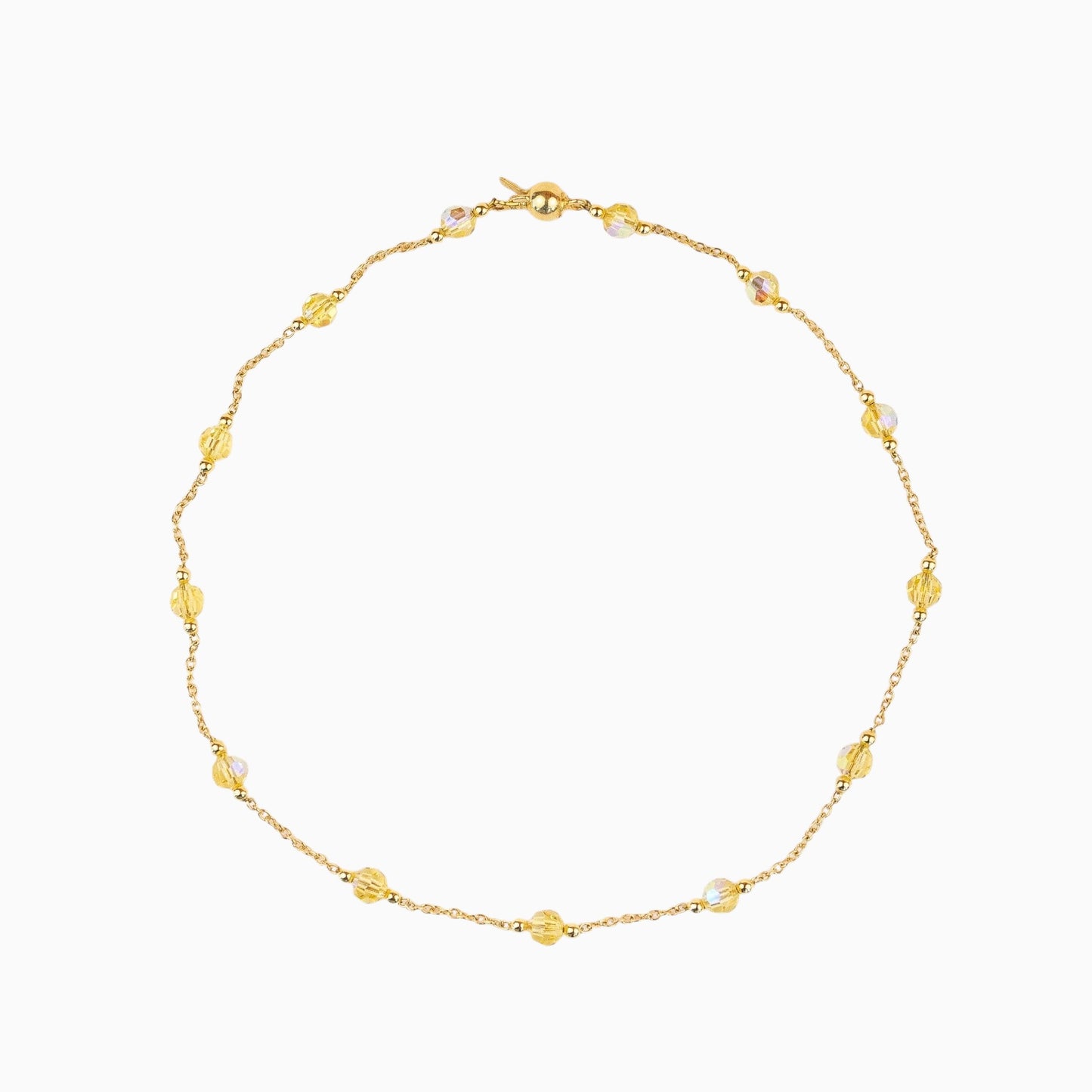 Collier Lafève Poussin en argent plaqué or orné de perles de cristal jaunes scintillantes