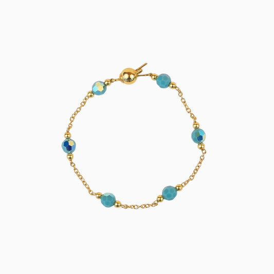 Bracelet Lafève en argent plaqué or avec perles de cristal Turquoise Shimmer de la collection Facettes