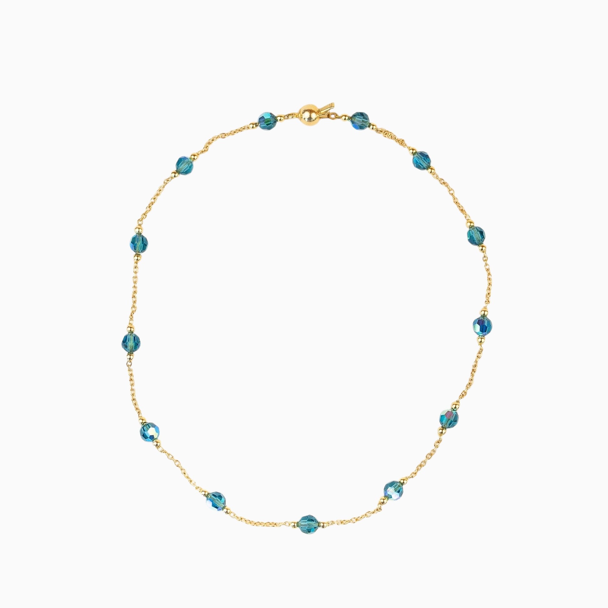 Collier Lafève en argent plaqué or avec perles de cristal bleu Indigo Shimmer de la collection Facettes