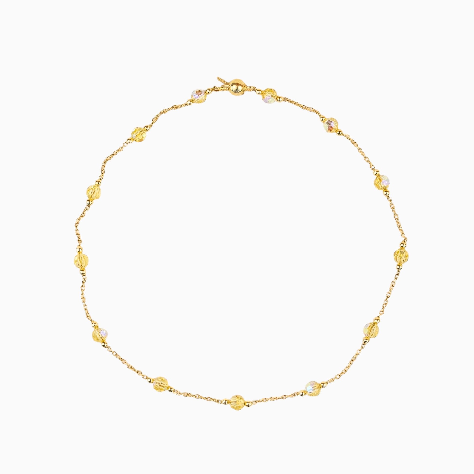 Collier Lafève Poussin en argent plaqué or orné de perles de cristal jaunes scintillantes