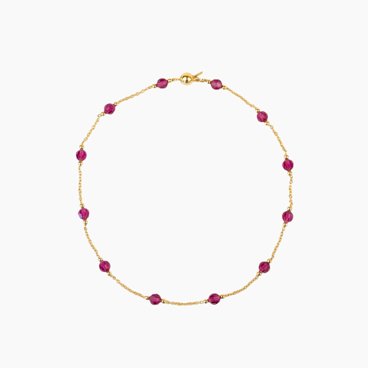 Colliers et bracelet Fuchia Or