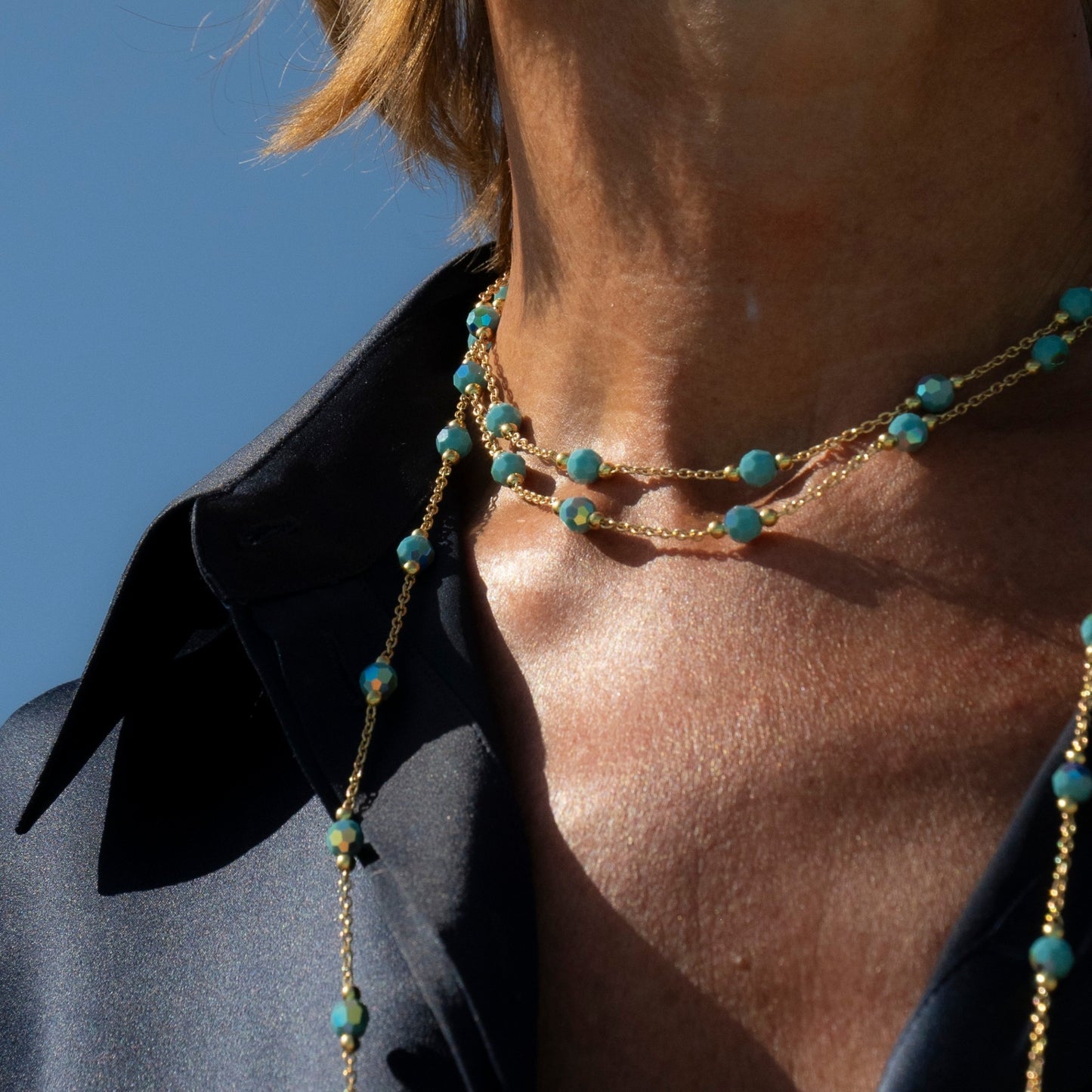 Colliers et bracelet Turquoise Shimmer Or
